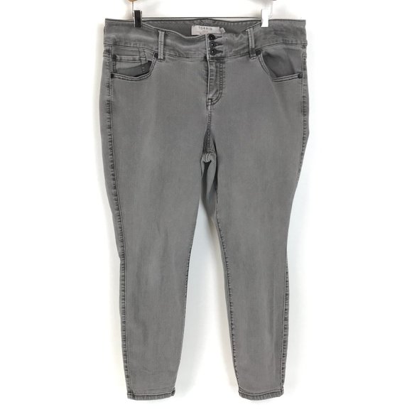 torrid Denim - Torrid Skinny Jeans Women's Plus Size 20R High Rise 3-Button Gray Stretch Denim